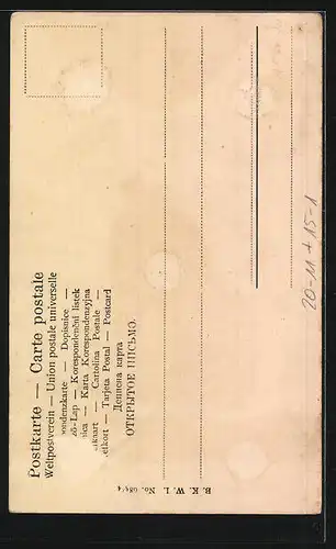 AK Paar im Ballon schaut zu Amor