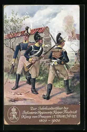 AK Zur Jahrhundertfeier des Infanterie-Regiments Kaiser Friedrich König von Preussen Nr. 125, 1809-1909