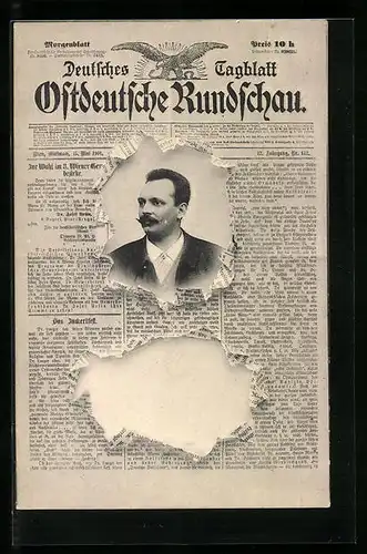 AK Wien, Herr durch zerrissene Zeitung Deutsches Tagblatt Ostdeutsche Rundschau