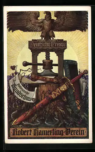 AK Robert Hamerling-Verein, Zeitung Ostdeutsche Rundschau, Adler auf deutscher Presse