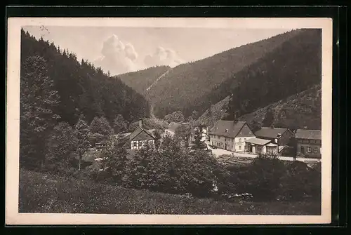 AK Bad Leutenberg, Gasthaus Grünau mit Nebengebäuden