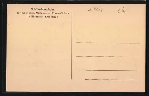 AK Bärenfels i. Ergeb., Schülerinnenheim der Altst. Höh. Mädchen- und Frauen-Schule im Winter