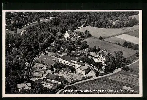 AK Bad Elster, Luftbild mit Sonnenlicht-Heilstätte für Kinder Heimdall e.V.