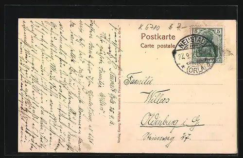 AK Neustadt a. d. Orla, Idylle am Gamsenteich