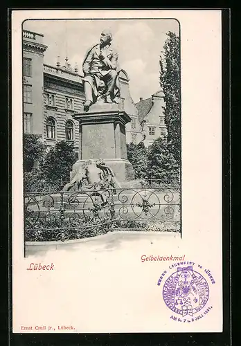 AK Lübeck, am Geibeldenkmal