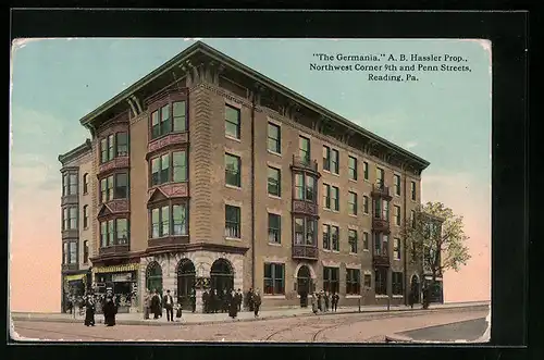 AK Reading, PA, The Germania, A.B. Hassler Prop., Northwest Corner 9th and Penn Streets