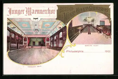 AK Philadelphia, PA, Concert Hall, Bowling Alley, Junger Maennerchor