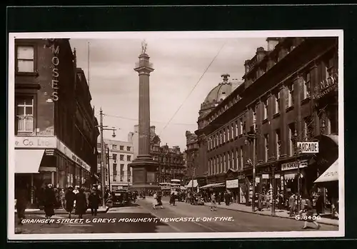 AK Newcastle-on-Tyne, Grainger Street & Greys Monument