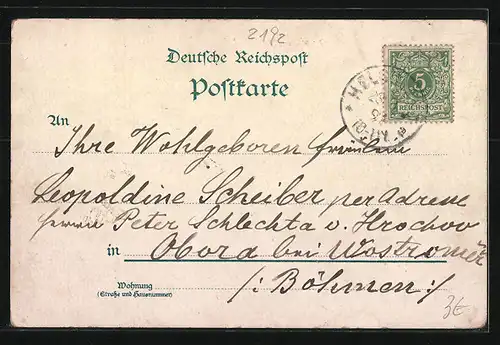 Lithographie Helgoland, Totalansicht, Dampfer Cobra