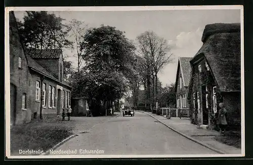 AK Eckwarden, Nordseebad, Dorfstrasse mit Kindern