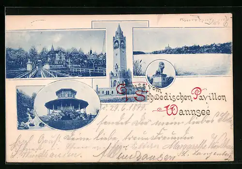 AK Berlin-Wannsee, Schwedischer Pavillon, Turm, Denkmal