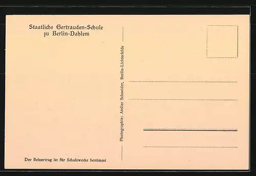 AK Berlin-Dahlem, Staatliche Gertrauden-Schule