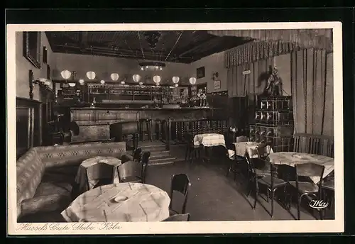AK Köln, Gasthaus Hassels Gute Stube, Grosse Neugasse 36 zwischen Dom u. Rhein, Innenansicht