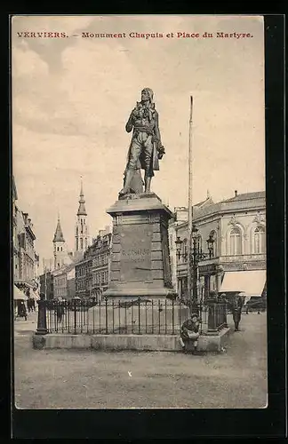 AK Verviers, Monument Chapuis et Place du Martyre