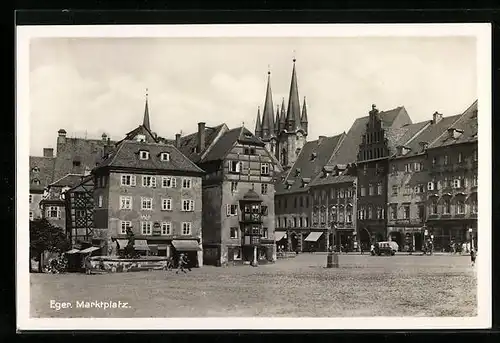 AK Eger, Marktplatz mit Kirche