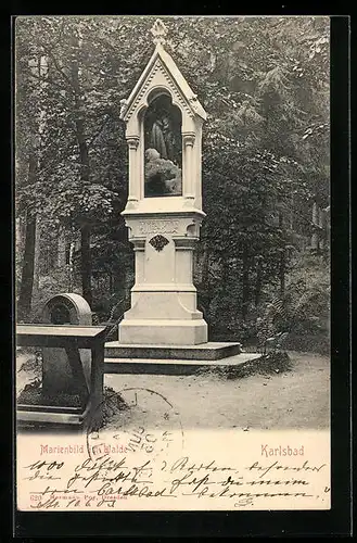 AK Karlsbad, Marienbild im Walde