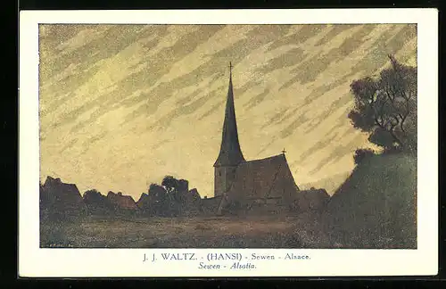 Künstler-AK Hansi: L`Eglise, Sewen - Alsace