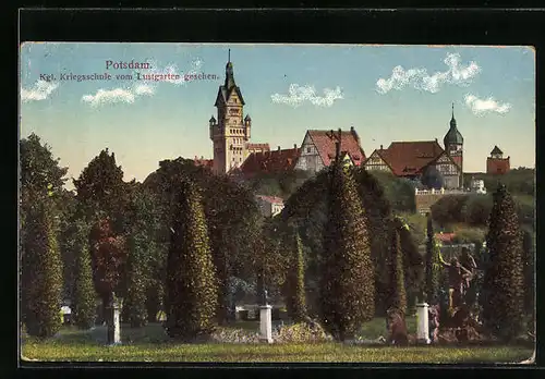 AK Potsdam, Kgl. Kriegsschule vom Lustgarten aus gesehen