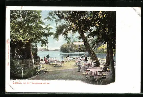 Lithographie Eutin, Terrasse an der Vosshausbrücke