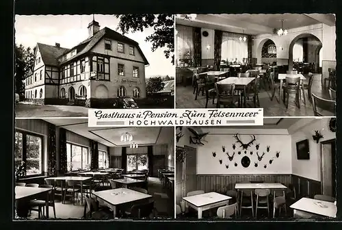 AK Hochwaldhausen, Gasthaus und Pension Zum Felsenmeer, in der Gaststube, Frühstücksraum