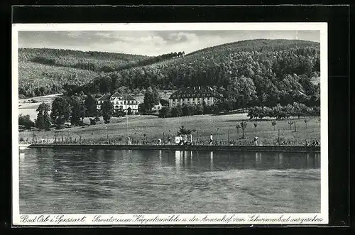 AK Bad Orb i. Spessart, Sanatorium Küppelsmühle u. der Annenhof vom Schwimmbad aus gesehen