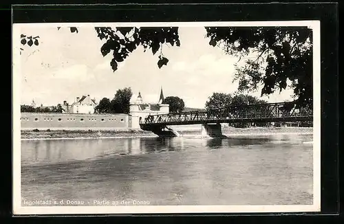 AK Ingolstadt a. d. Donau, Brückenpartie an der Donau