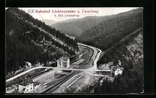 AK Bad Leutenberg, Blick auf den Bahnhof Lichtentanne