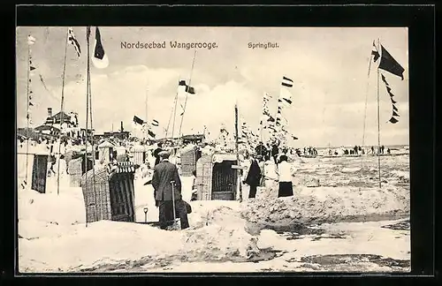 AK Wangerooge, am Strand der Nordsee, Sprintflut