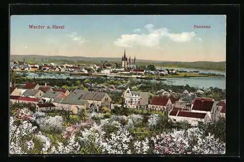AK Werder a. Havel, Panoramaansicht der Stadt zur Blütezeit