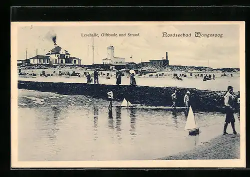 AK Wangeroog, Lesehalle, Giftbude und Strand an der Nordsee