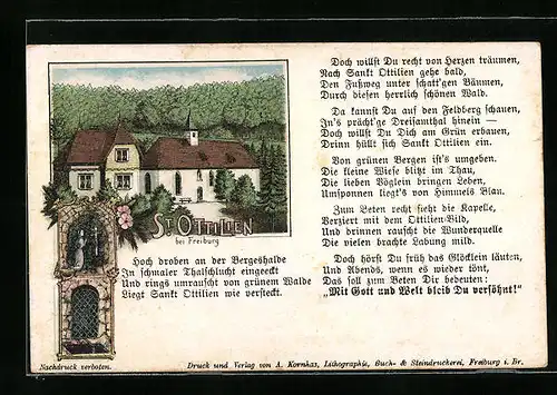 AK St. Ottilien bei Freiburg, an der im Wald versteckten Abtei