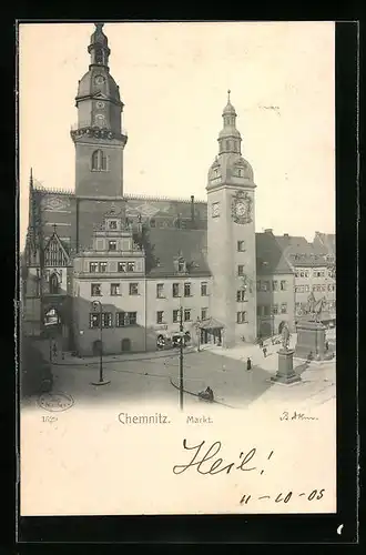 AK Chemnitz, das Rathaus auf dem Markt