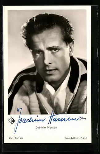 AK Schauspieler Joachim Hansen im Portrait mit original Autograph