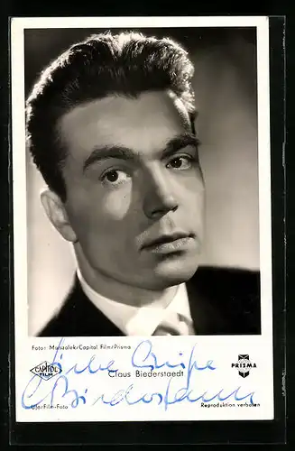 AK Schauspieler Claus Biederstaedt im Portrait mit original Autograph