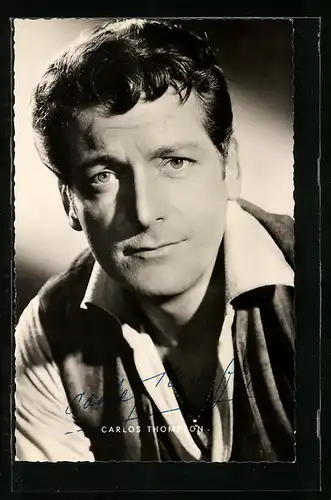 AK Schauspieler Carlos Thompson im Portrait mit original Autograph