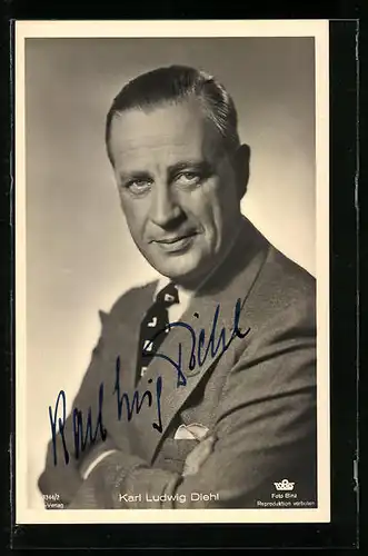 AK Schauspieler Karl Ludwig Diehl im Portrait mit original Autograph