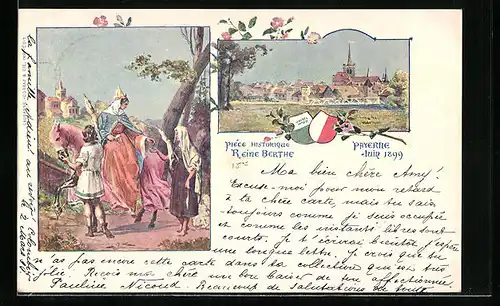 Künstler-AK Payerne, Panoramaansicht, Frau in Trachten