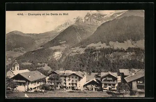 AK Champery et les Dents du Midi, Häuser mit Landschaftsblick