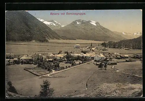 AK Bevers, Blick über den Ort auf die Berninagruppe