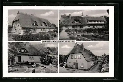 AK Plön am See, Müttererholungsheim St. Walburg in vier Ansichten