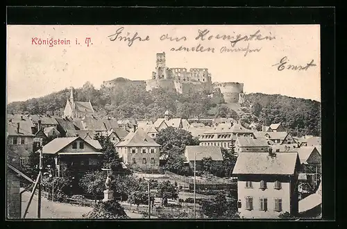 AK Königstein im Taunus, Ortsansicht mit der Ruine