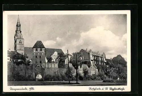 AK Tangermünde /Elbe, Rosspforte und St. Stephankirche