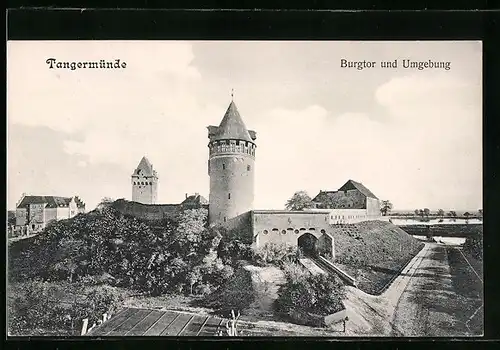 AK Tangermünde, Burgtor und Umgebung