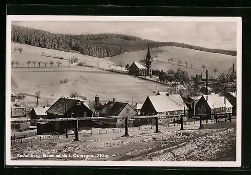 AK Rechenberg-Bienenmühle i. Osterzgeb., Gesamtansicht von einem Berg aus gesehen