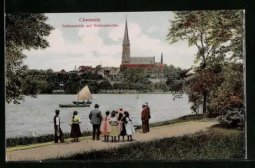 AK Chemnitz, Schlossteich mit Schlosskirche