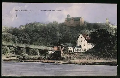 AK Rochsburg i. S., Kettenbrücke und Schloss