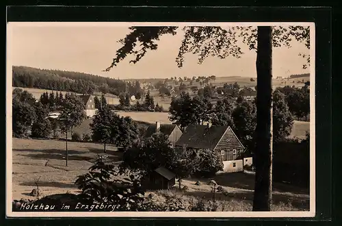 AK Holzhau im Erzgebirge, Gesamtansicht aus der Vogelschau