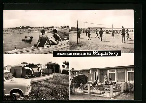 AK Magdeburg, Vier Ansichten vom Strandbad Barleber See