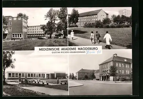 AK Magdeburg, Medizinische Akademie, Gustav-Ricker-Krankenhaus in vier Ansichten