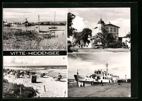 AK Vitte auf Hiddensee, Hafen, FDGB-Erholungsheim Zur Ostsee, Strand